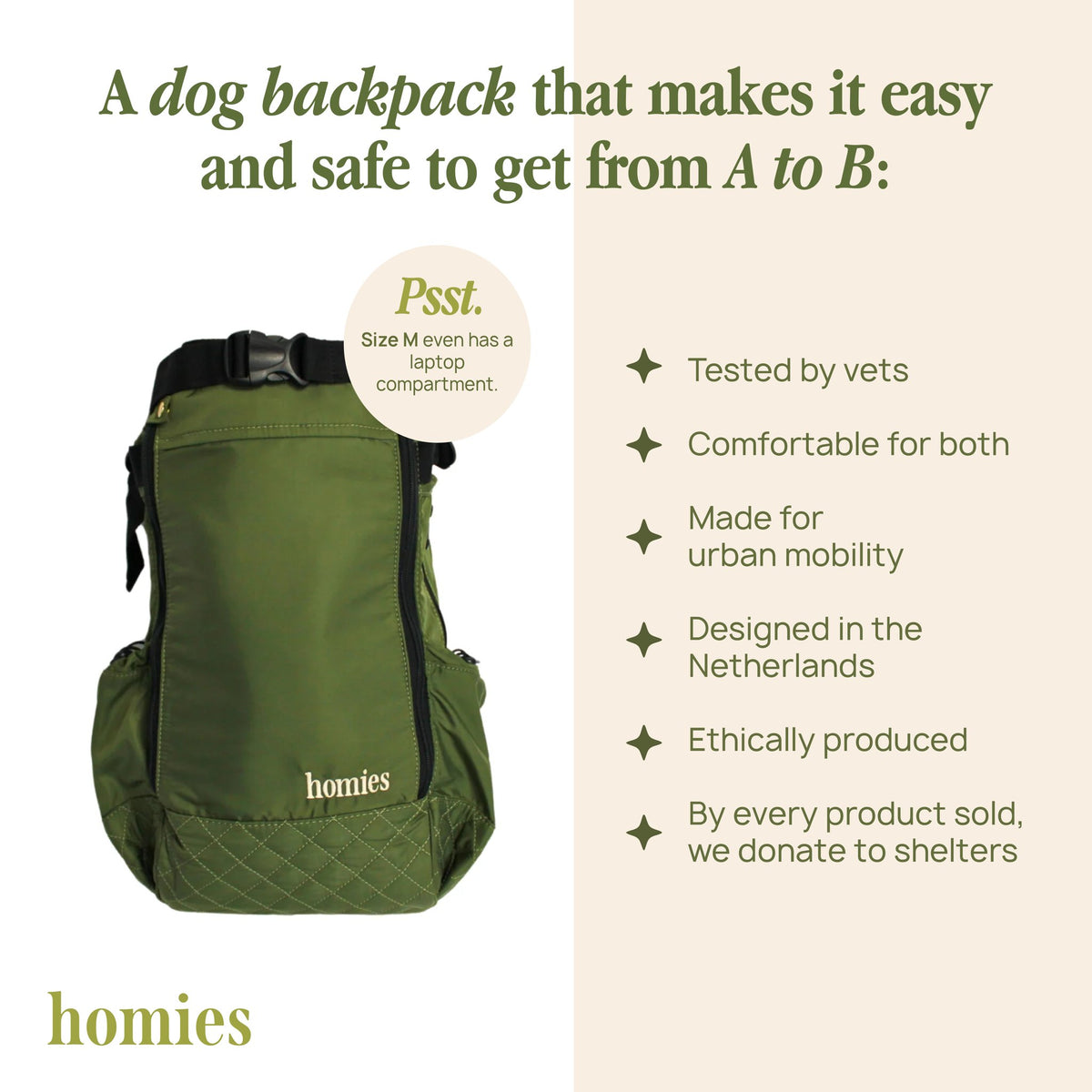 A dog backpack that makes it easy and safe to get from A to B